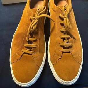 Original Achilles low top Common Projects- Cognac Suede with White Sole- Size 46